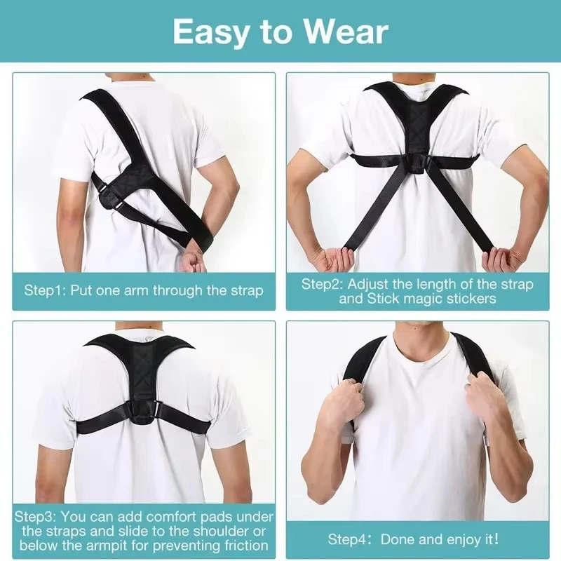 Adjustable Posture Corrector Back Support Brace for Men & Women Comfortable Invisible Wearable for Office Gym Outdoor Activities