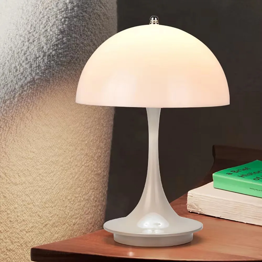 LED Mushroom Small Table Lamp Touch Switch Portable USB Charging Dimmable Flower Bud Lamp Bedroom Bedside Night Light