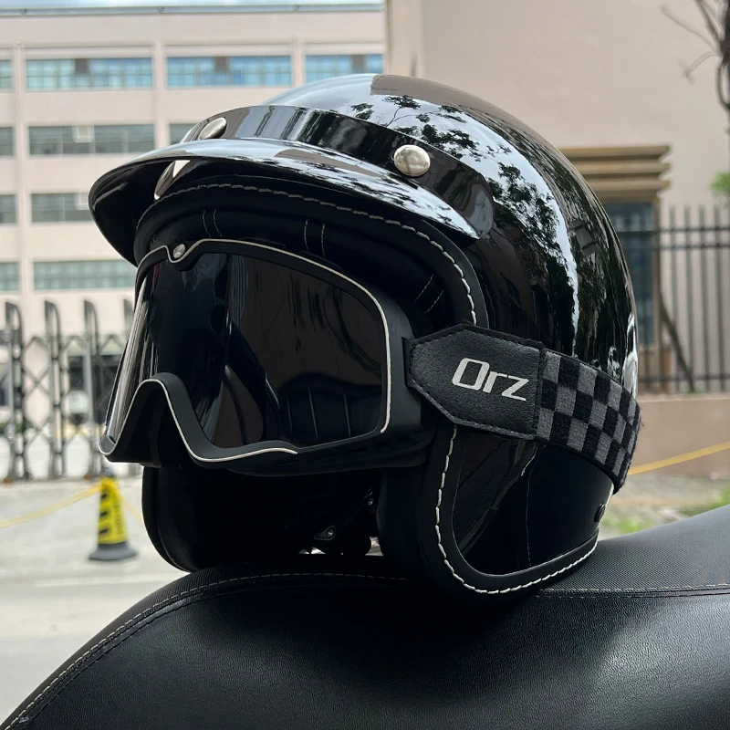 ORZ motorcycle helmet for men and women 3C certification 3/4 helmet retro half helmet motorcycle commuting for all seasons