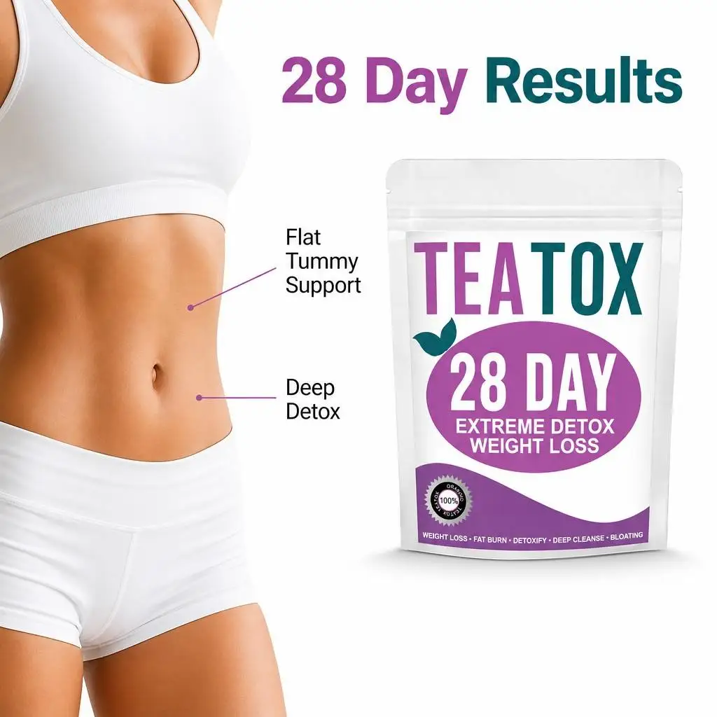 28 Days Teatox Detox Herbal Tea, Body Deep Cleanse Tea, Relieve Bloating, Flat Tummy, Improve Metabolism Herbal Tea Bags