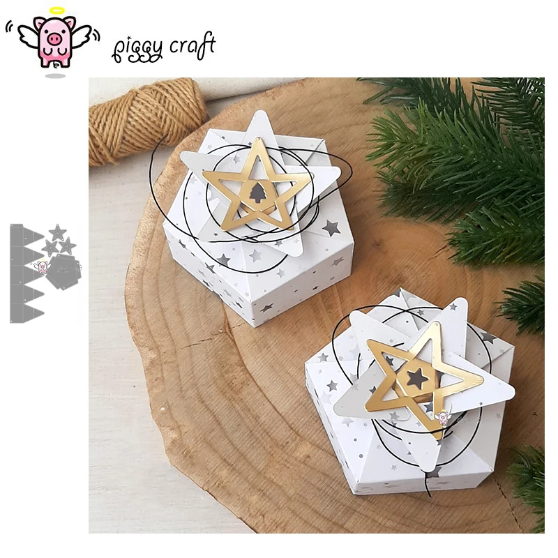 Piggy Craft metal cutting dies cut die mold 3D folding star box Scrapbook paper craft knife mold blade punch stencils dies