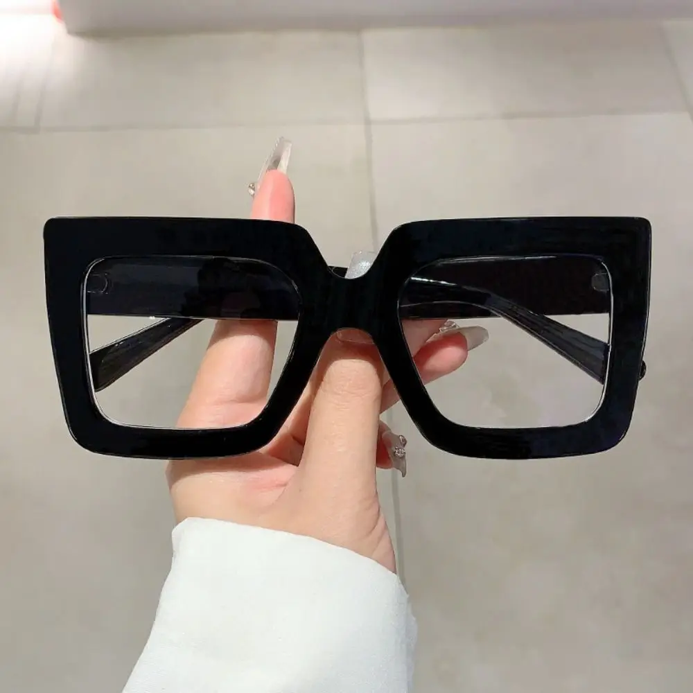 

Retro Anti-Blue Light Glasses Transparent Korean Style Ins Square Eyeglasses Lightweight Oversized Frame Plain Glasses Man
