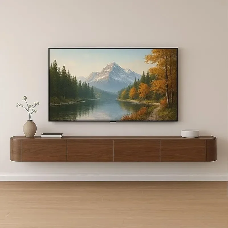 Medieval Style Wall Mounted TV Cabinet with Three Drawers Arc Corner Design for Living Room Home Furniture Hot Selling