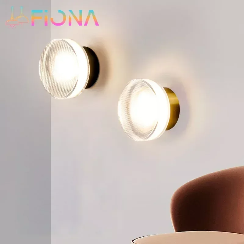 Imagem -02 - Modern Round Led Glass Wall Light Sconce Living Room Corredor Corredor Quarto Banheiro Decoração de Casa Iluminação Interior