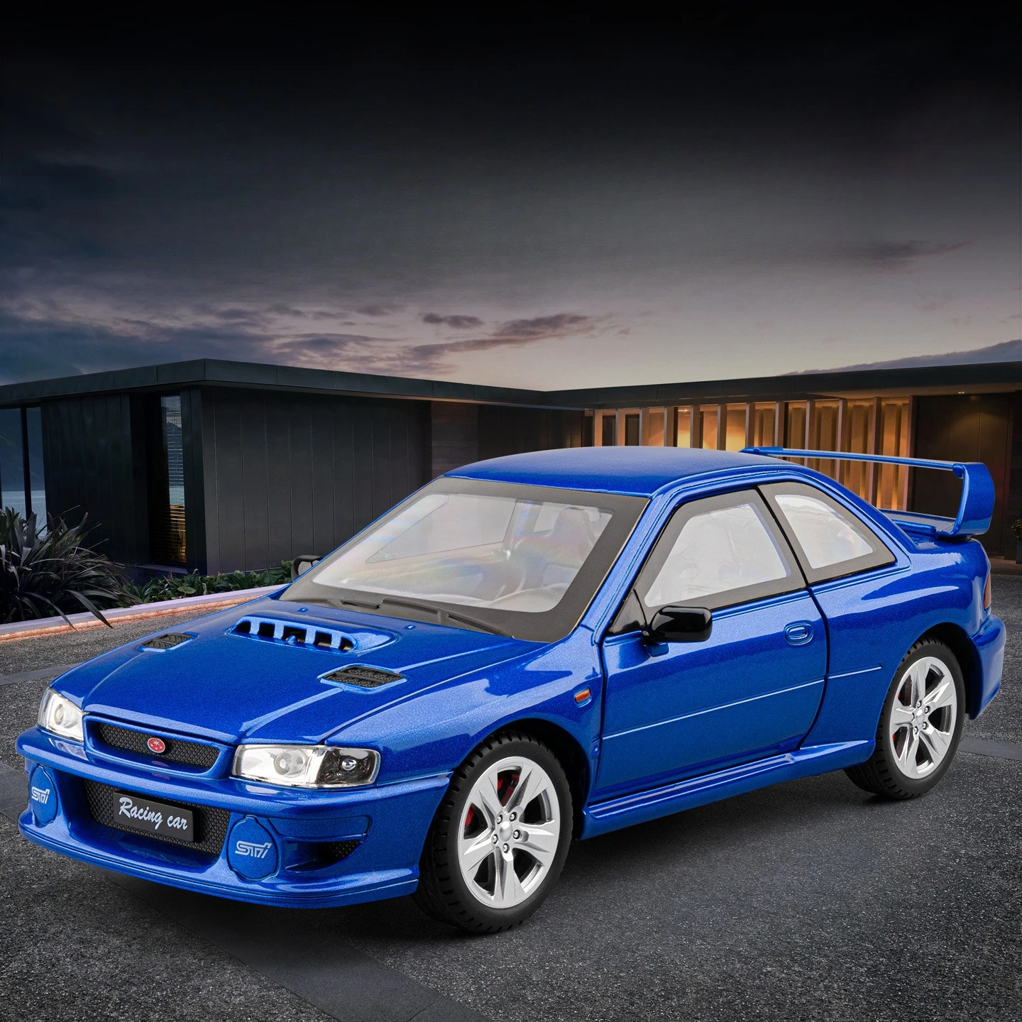 

Car Zhi 1:24 Fuji Impreza STI Sound and Light Pull-back Car Children's Toy Car Simulation Alloy Car Model Ornament