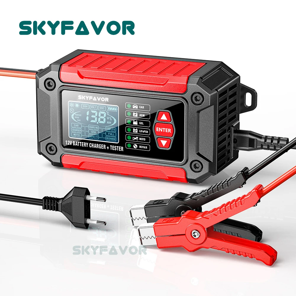 

Многофункциональное зарядное устройство 12 В, 12 В, 6 А, Lifepo4, гель Agm, зарядное устройство для автомобильного аккумулятора мотоцикла, тестер аккумулятора и импульсный ремонт