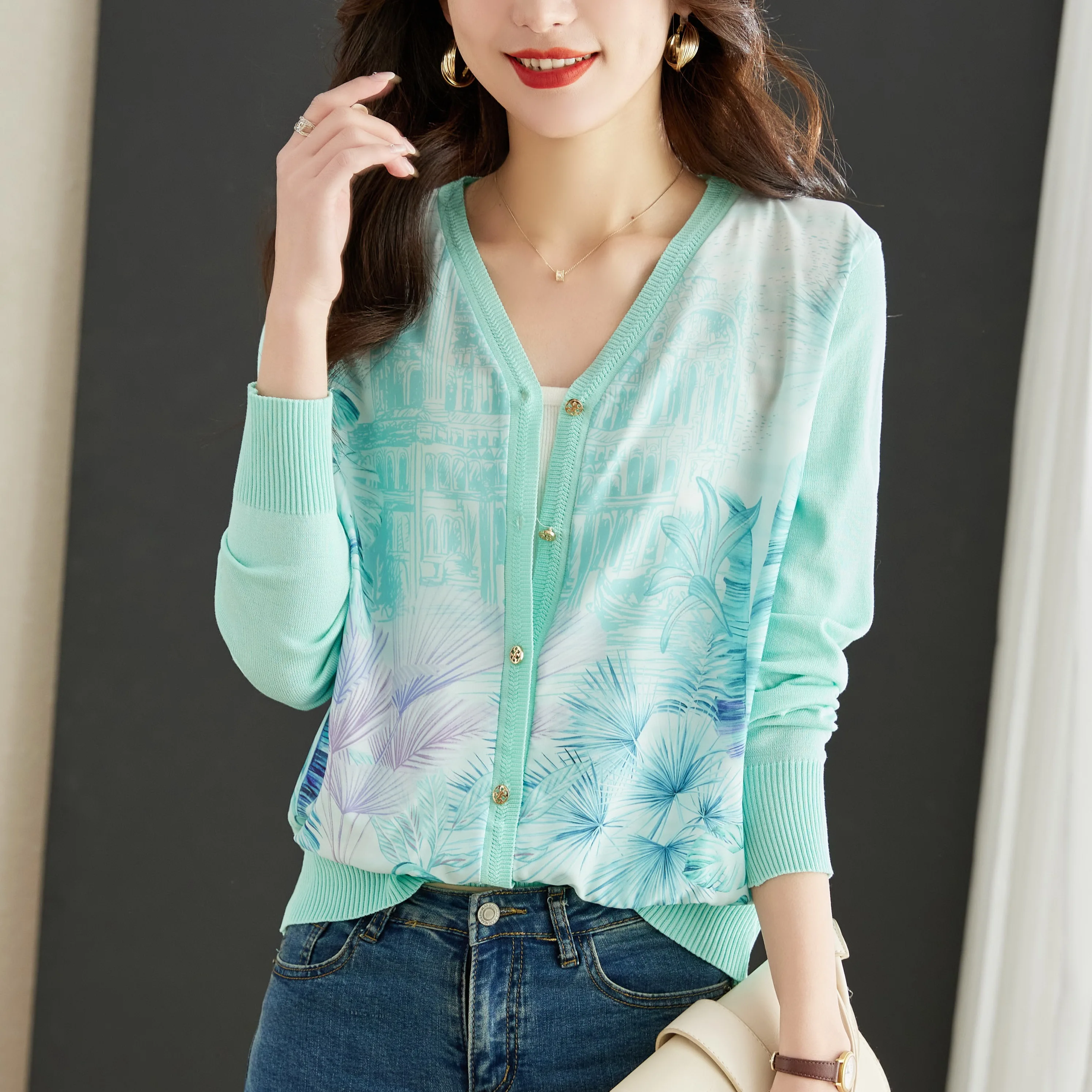 New Casual Soft Knit bottoming shirts Sweater cardigans sweater Tees Basic shirts knitted Tops