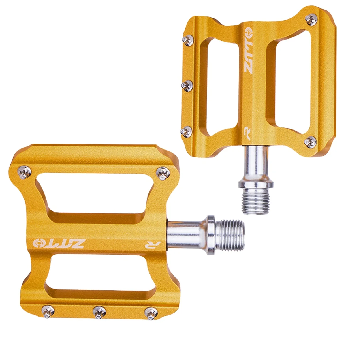 

BABP ZTTO Road Bike Ultralight Flat Pedal Aluminum Alloy Bicycle Bearings Anti-Slip Folding Pedals Cycling Gold