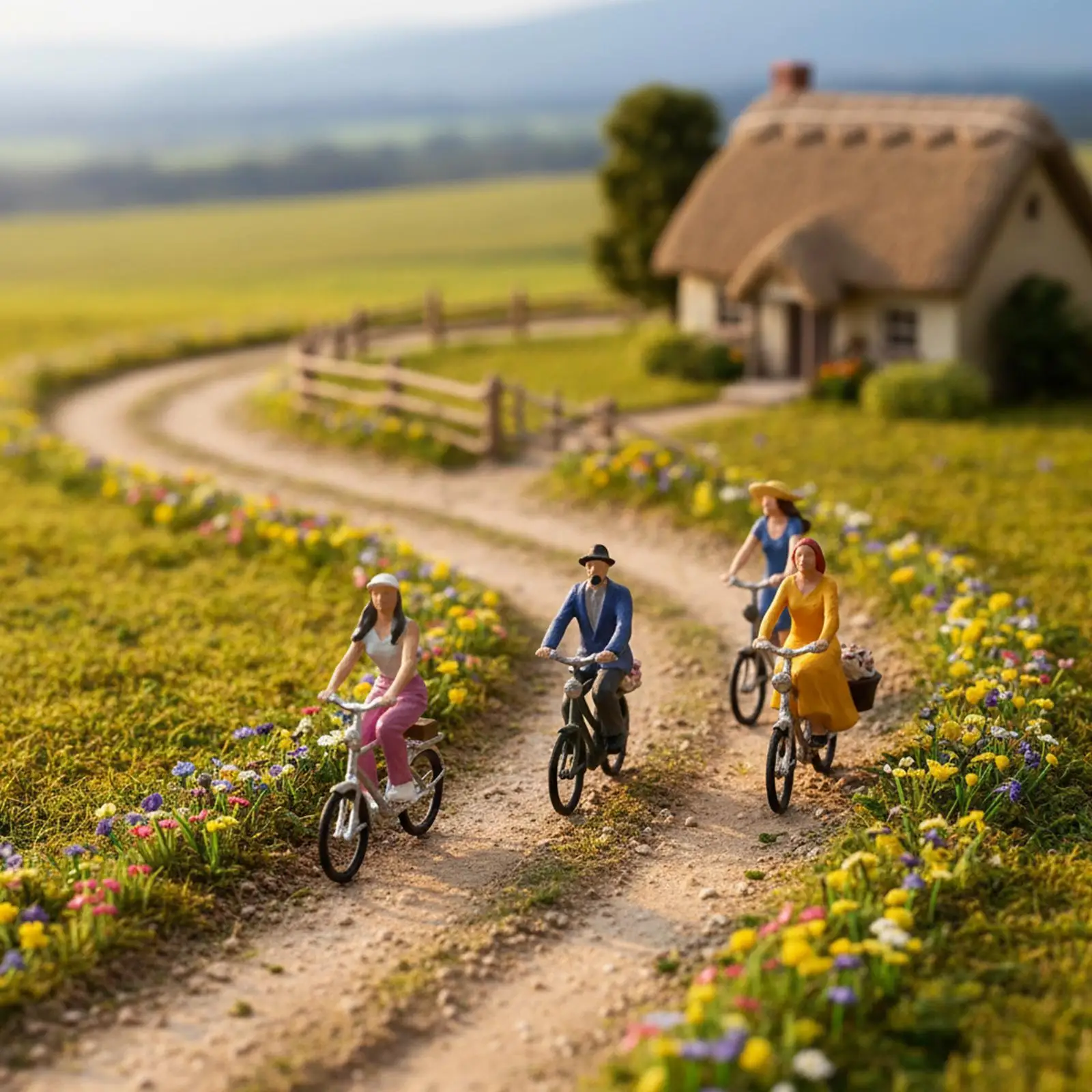

4x 1/64 Scale Cyclist Figure Set Desktop Decoration Fairy Garden Detailed Biker Figurine Miniature Character Bicycle Rider Model