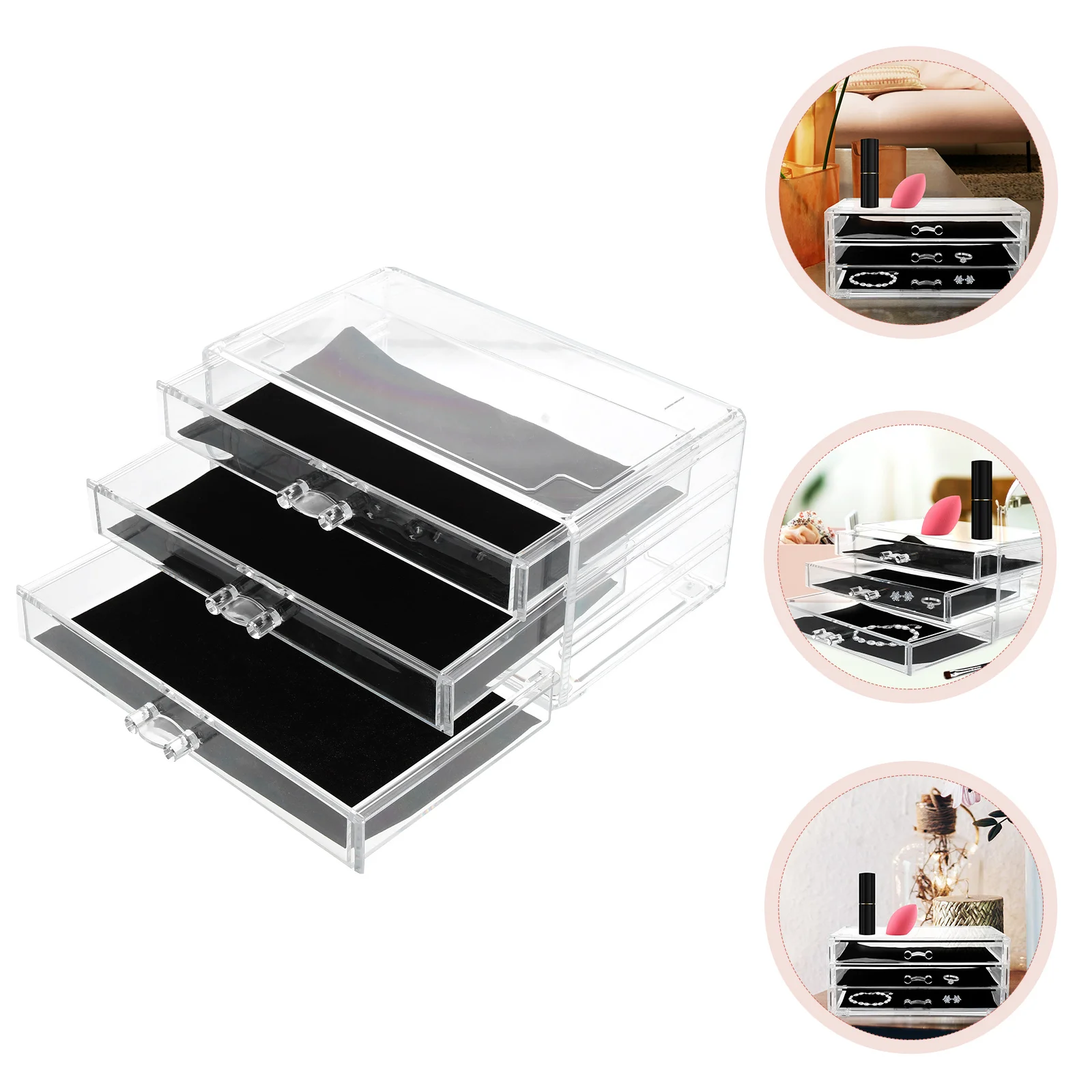 Countertop Makeup Organizer Storage Rack Makeups Case Dressing Table Transparent