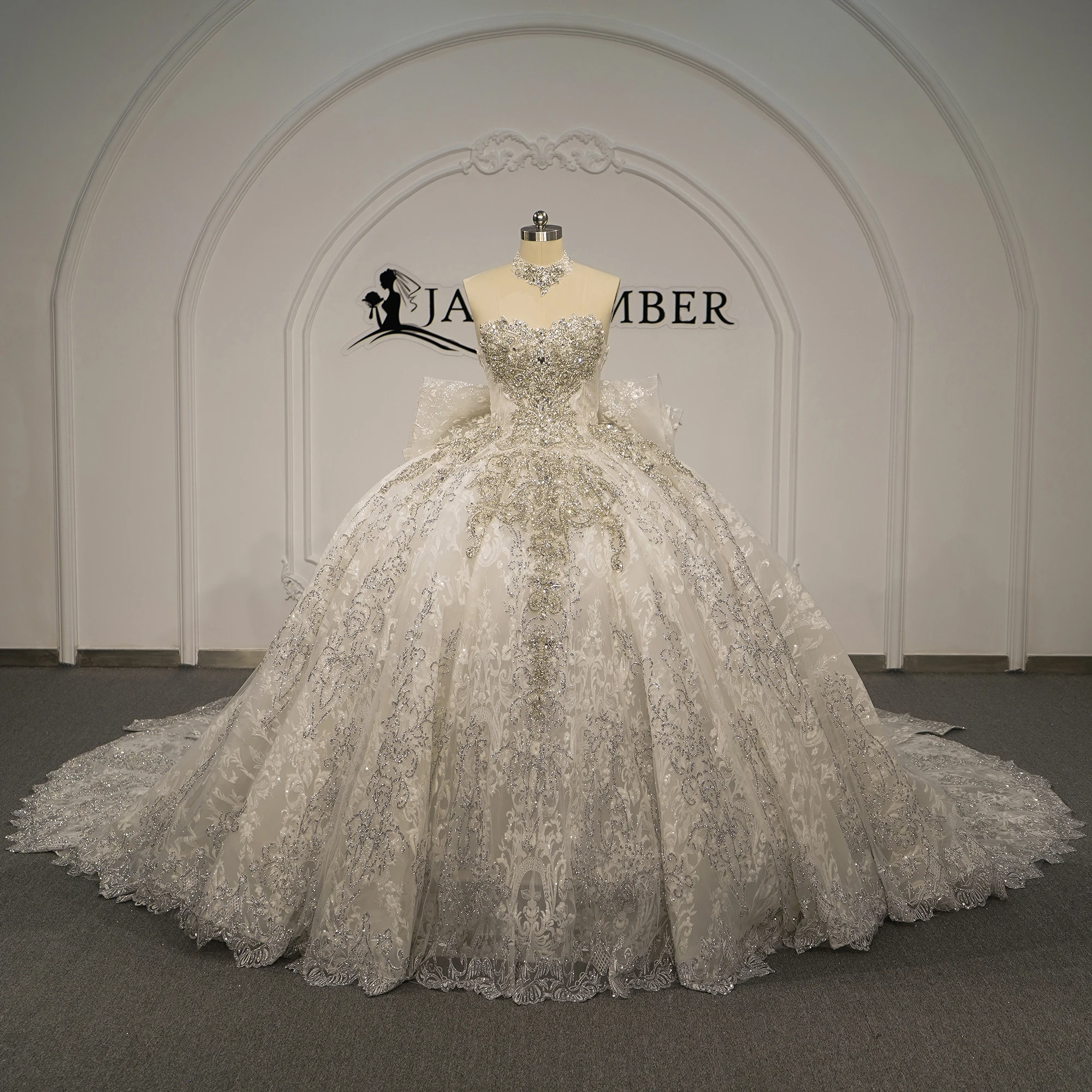 Ball Gown Elegant Wedding Dresses Customized Boat Neck Vestido De Novia Lace Custom Made Bridal Gown vestidos de novia boda