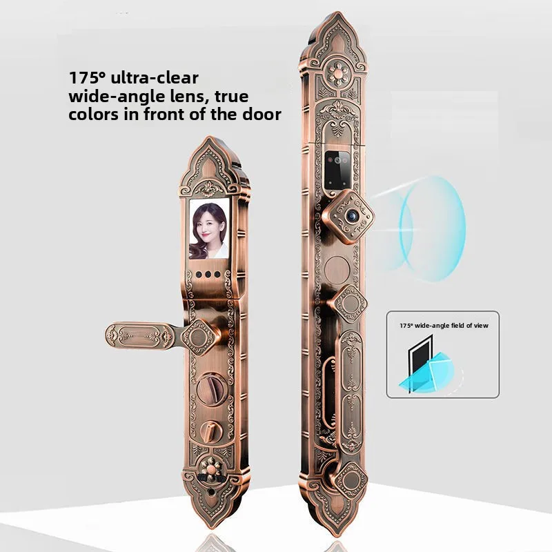 European villa door facial recognition fingerprint lock remote unlock cat eye visual smart lock automatic electronic lock