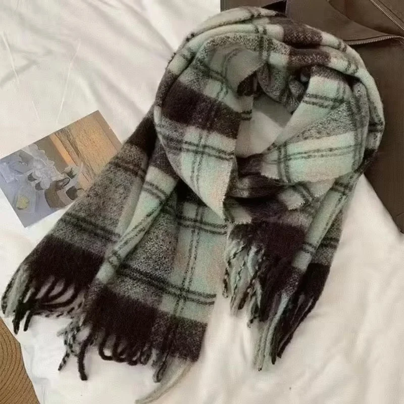 

Осень-зима, новый модный брендовый шерстяной платок из пашмины в клетку в стиле ретро, теплый уличный шарф для мужчин и женщин