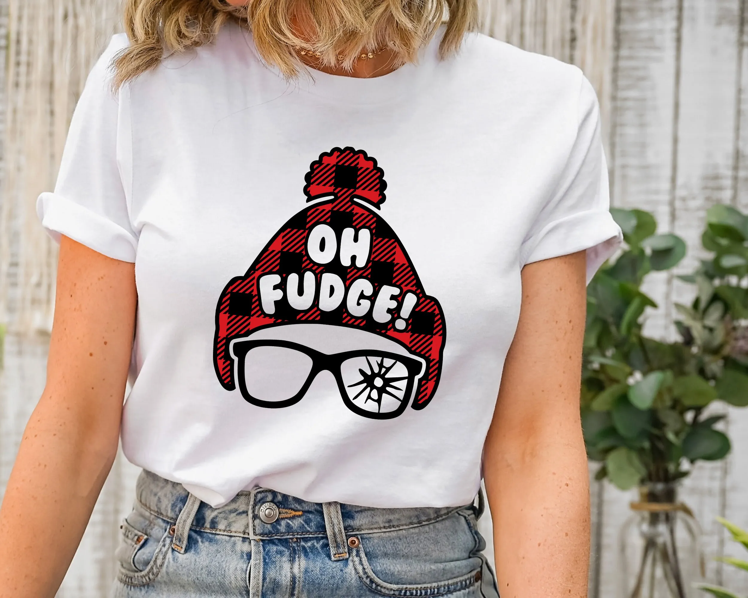 

Рождественская футболка Забавная футболка Oh Fudge Vacation Holiday Santa