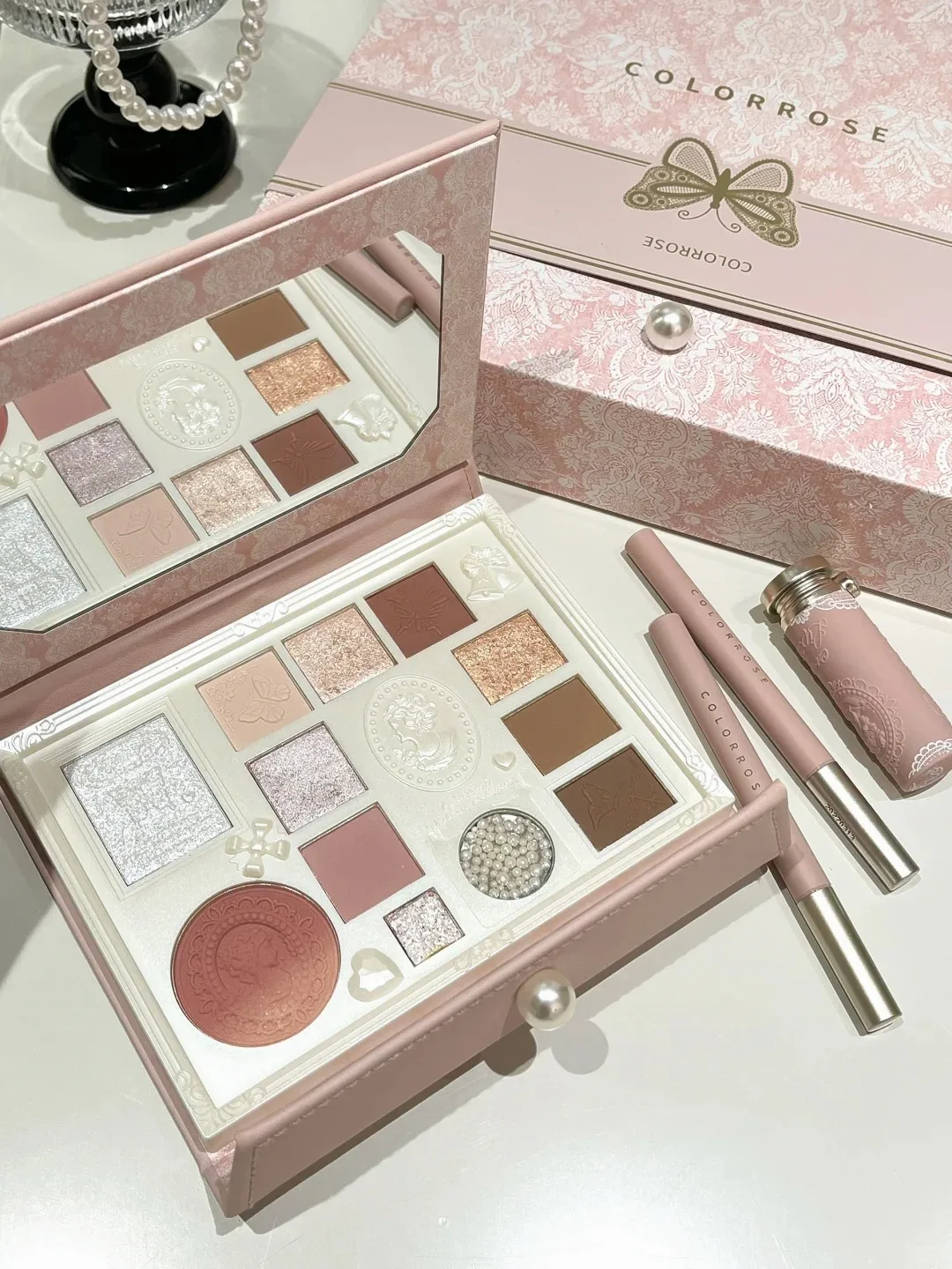 

Colorrose Limited Edition All-in-One Makeup Kit Eyeshadow Blush Highlighter Palette 3D Embossed Long-Lasting Pigment Travel Set
