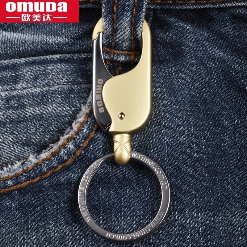 

OMUDA Men Metal Car Key Chain Key Ring Waist Hanged Key Holder Fashion Women Keychains with Two Rings