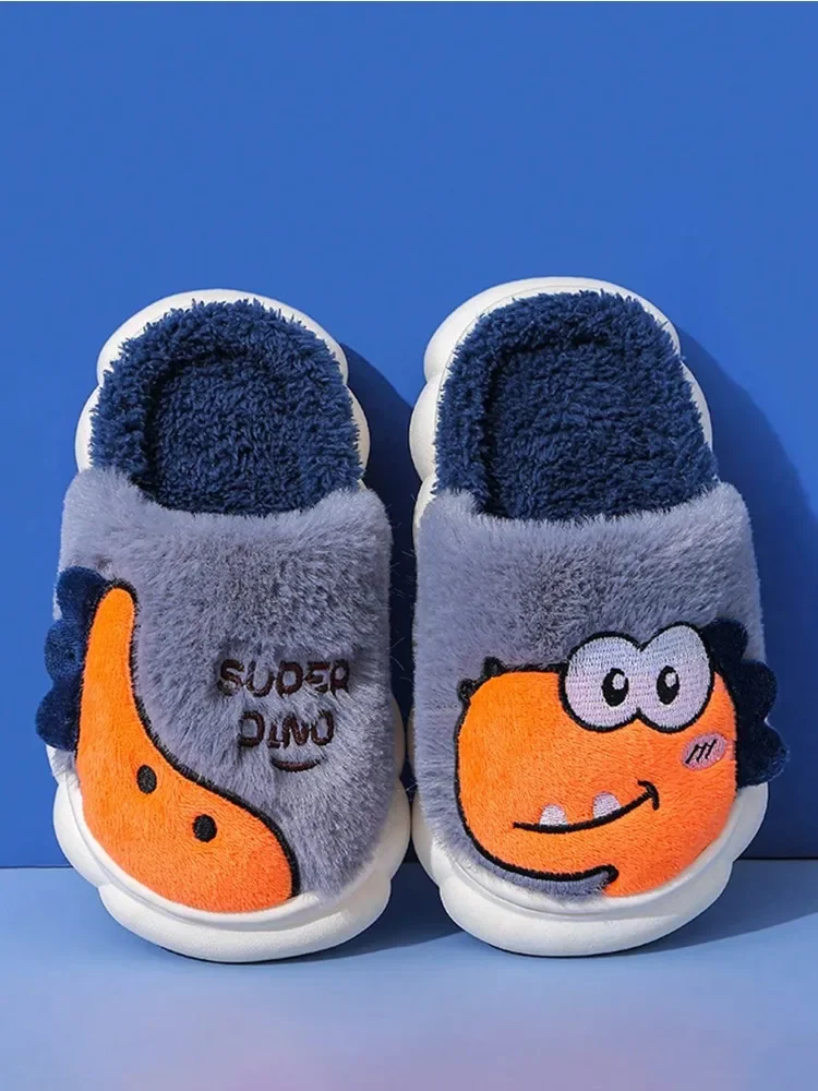 

New Winter Kids Slippers Cartoon Dinosaur Kids Warm Slippers Indoor Winter Warm Home Shoes Indoor Shoes Soft and Lightweight