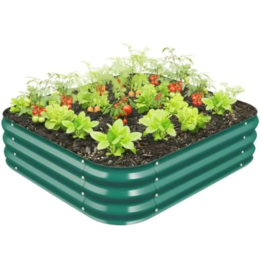

4x4x1ft Galvanized Raised Garden Bed Outdoor Metal Planter Box for Vegetable Flower Herb Green Modular Above Ground Growing Con