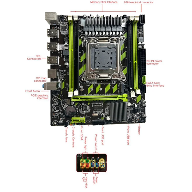 Материнская плата X79G LGA2011 + процессор E5 2670 V2 + ОЗУ DDR3 4X4G + термопаста + кабель SATA поддержка M.2 NVME PCIE X16 USB2.0 SATA3.0