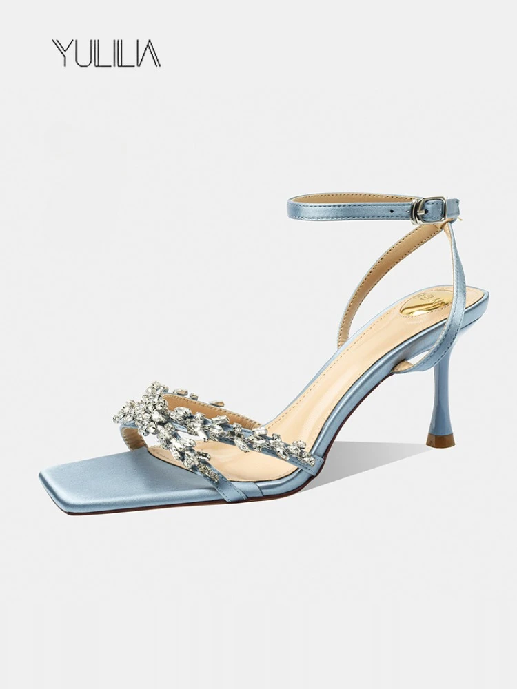 

YULILIA New French Sexy Nightclub Office Queue Beautiful Stiletto Sandals Women's Open-toed Rhinestone High-heeled Sandals