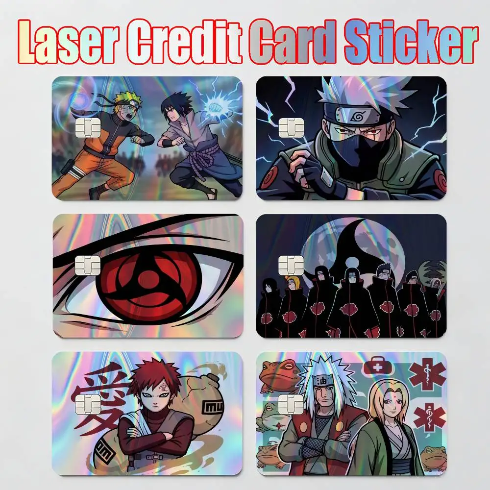 poster NARUTO Uzumaki Sasuke Sakura Kakashi Uchiha Itachi Laser Reflective Card Skin Sticker For Debit Credit Card