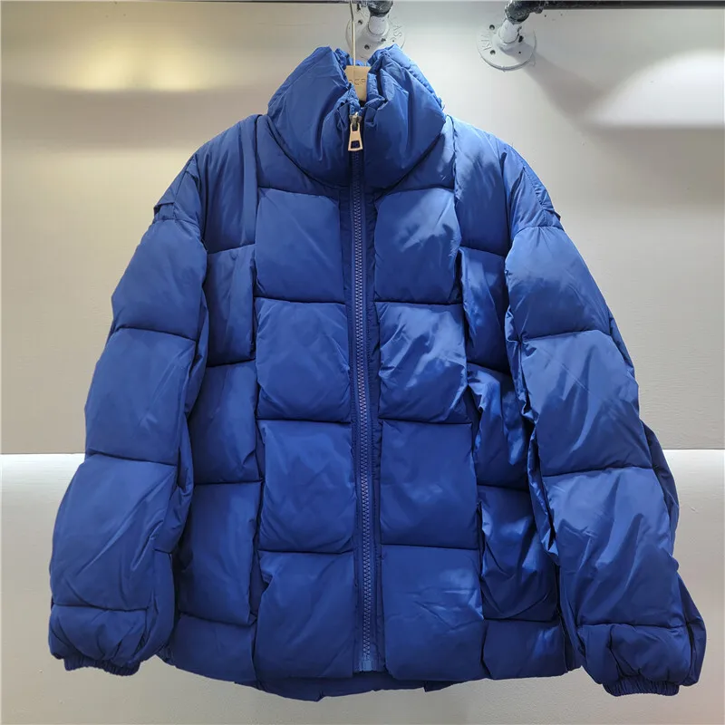 WTHT موضة جديدة للمرأة منقوشة تصميم الوقوف طوق مبطن سترة 2025 الشتاء العصرية سحاب أكمام طويلة معطف دافئ الإناث 1LS2615 #2