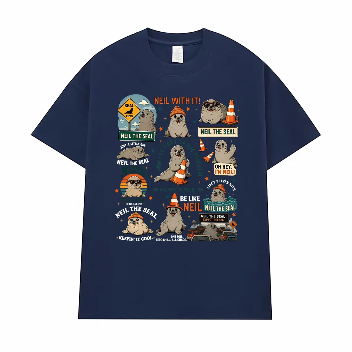 Neil The Seal Graphic T Shirt Funny Chubby Elephant Seal Traffic Meme T-shirts Men Women Fashion Cute Short Sleeve Loose T-shirt