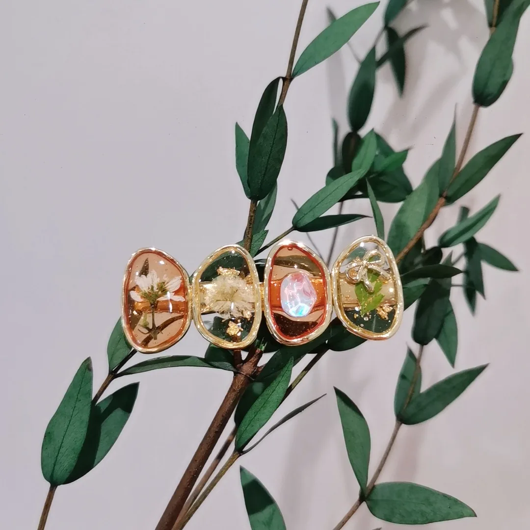 3175 Wholesale 1/5/10pcs Handmade Dried Flower Hair Clips Duckbill Clips Vintage Style Artistic Plant Specimen Hair Accessories