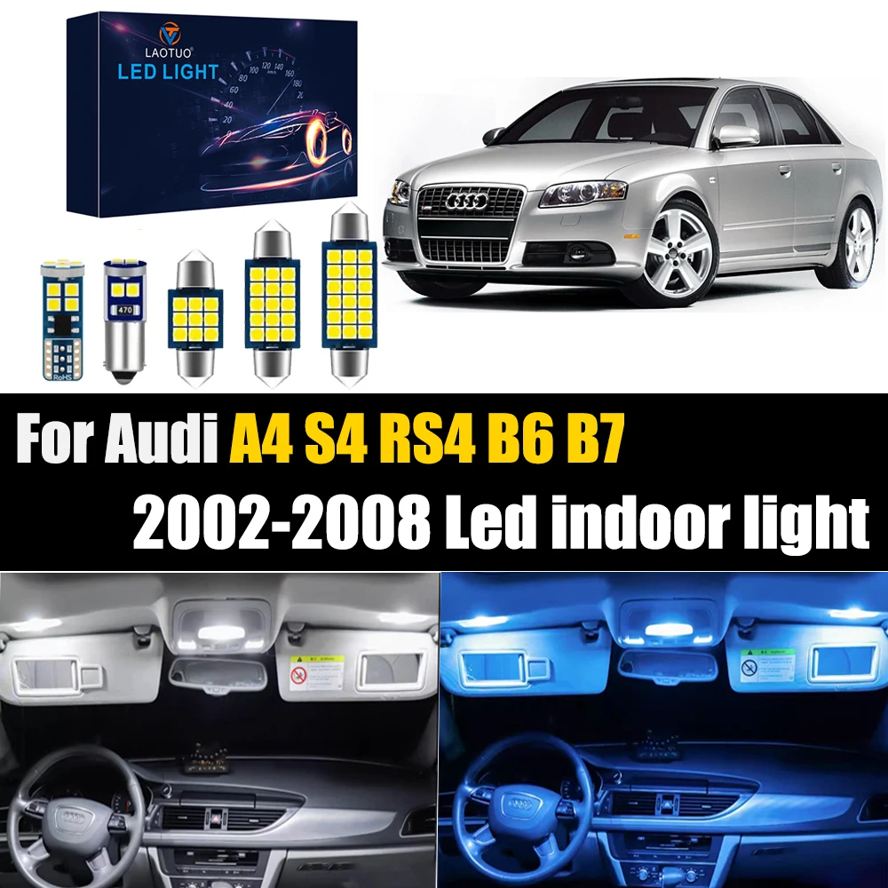 

100% Car Interior LED For Audi A4 S4 RS4 B6 B7 2002-2008 Canbus Vehicle LED Bulb Interior Dome Map Trunk Light Auto Lamp Kit