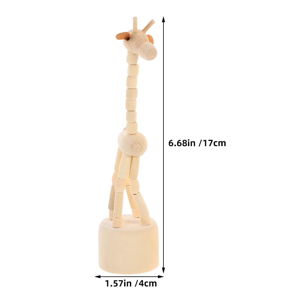 4Pcs Artisan Wooden Giraffe Thumb Push Puppets Eco Friendly Mini Animal Statue for Bookshelf Desk Decor Interactive Learning