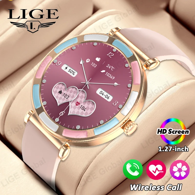 

LIGE 2025 New Women Smartwatch Bluetooth Call Lady Watches Sport Waterproof Heart Rate Sleep Smart Watch For Women Present Gift