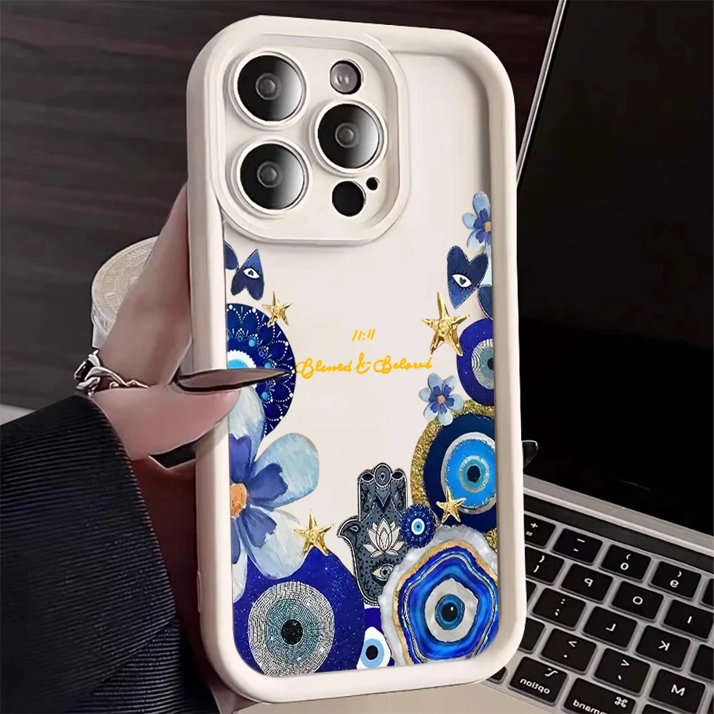 

Lucky Blue Eye Agate Case for Xiaomi Redmi Note 14 13 12 Turbo 11S 4G 11 10 Pro Plus 9 14C 13C 12C 9C A2 A1 Silicone Cover Funda