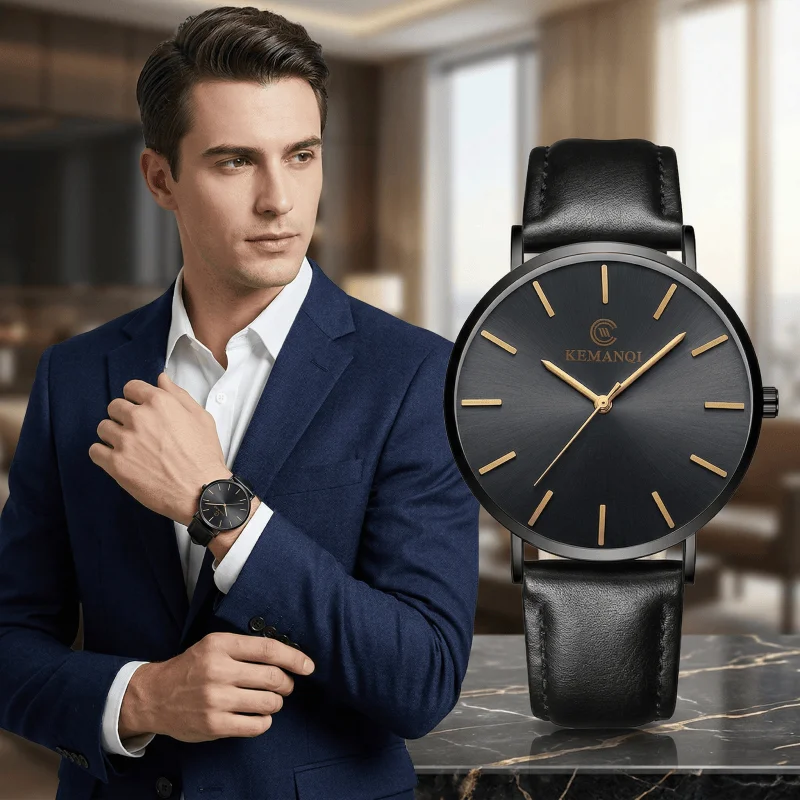Top Brand Business Man Watch Minimalist Ultra Thin Men's Quartz Wristwatch Fashion Casual Leather Belt Male Clock Reloj Hombre