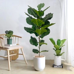 59in Large Artificial Ficus Tree Tropical Fake Plants Green Plastic Palm Leafs Big Monstera Tree Branch For Home Garden Decor