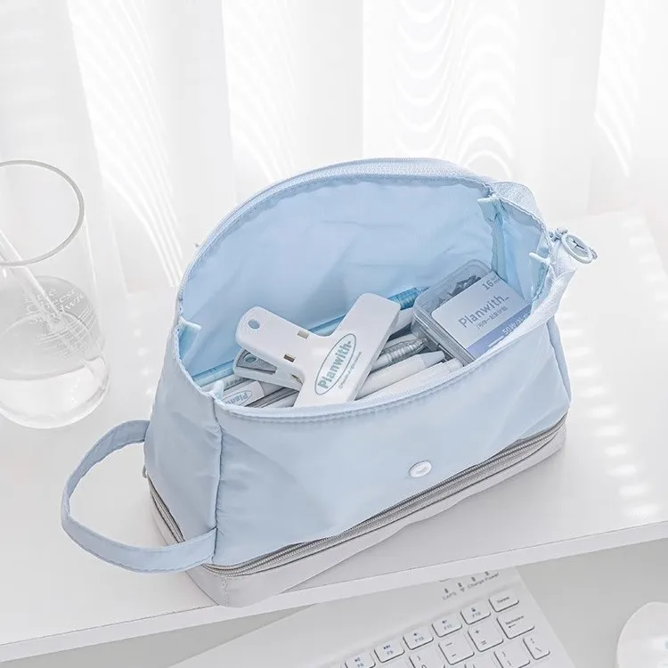 Large Capacity Double-Layer Portable Pencil Case Stationery Storage Box Splicing Organizer Bag for School And Office Supplies
