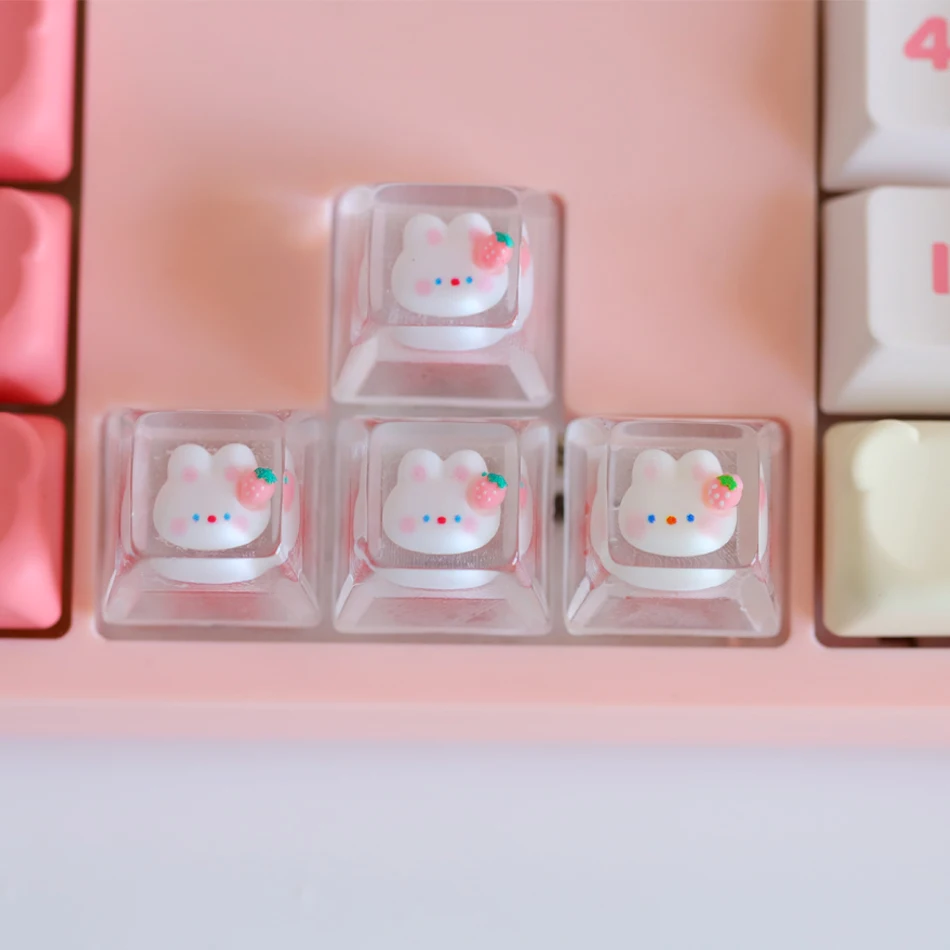 

Translucent Keycaps (4-Piece Set) Resin Rabbits DIY for MX Mechanical Keyboard Personalized Arrow Key Replacement New Model