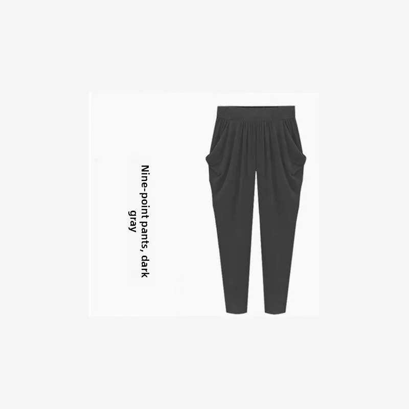 حجم كبير المرأة عادية اقتصاص السراويل فضفاضة تناسب تسعة عشرات طول البوليستر مزيج تنوعا Sle السيدات قسط السراويل