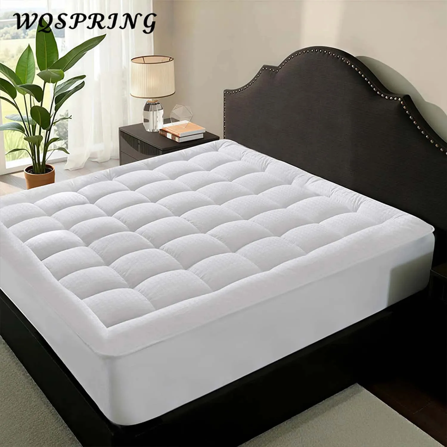 

WQSPRING Хлопковый наматрасник Охлаждающий наматрасник 8-21 "Глубокий карманный наматрасник Стеганый чехол для матраса 450GSM