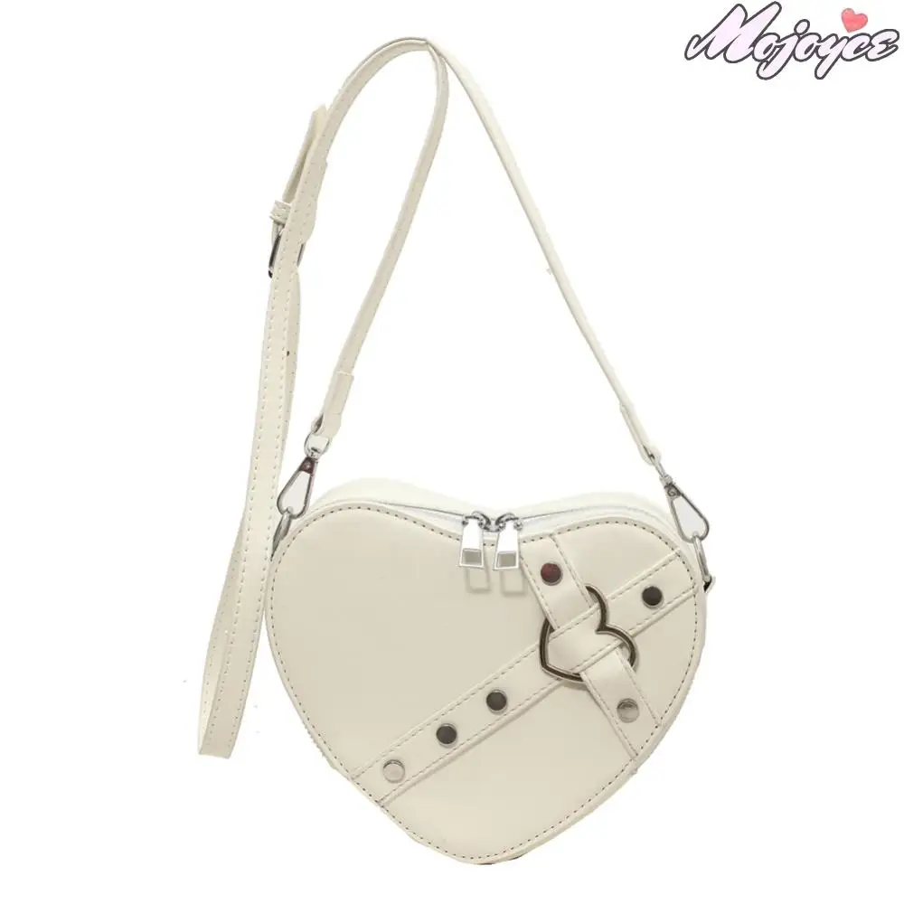 

Women Heart Shape Sling Bag PU Leather Simple Satchel Bag Solid Color Adjustable Strap Female Outdoor Bag
