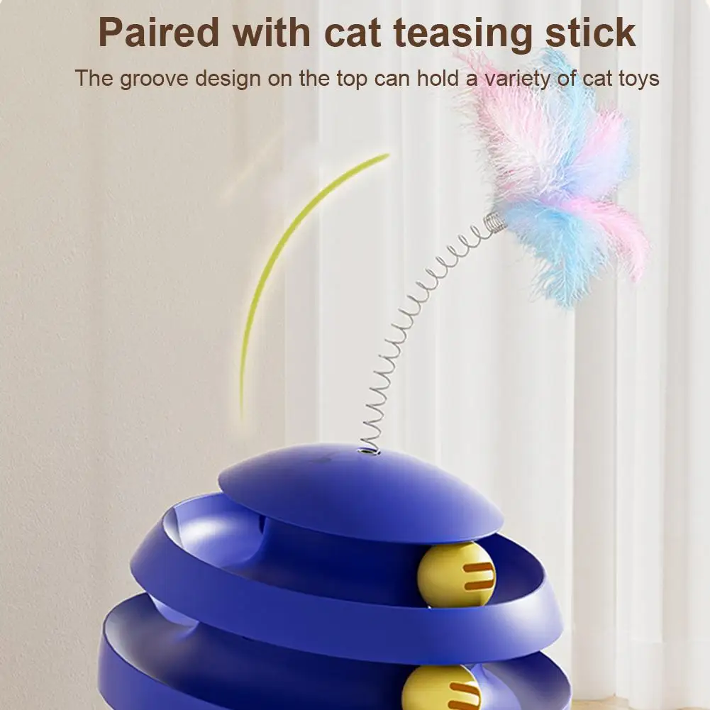 3 Layers Cat Toy Interactive Tower Turntable Toys Cat Turntable Toys with Ball Pet Training Tumbler Toy Cat Accessories