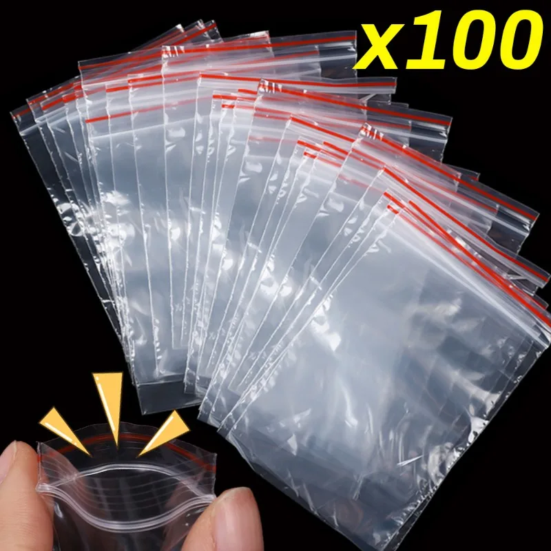 

100pcs Self Seal Bags Resealable Packaging Bag Clear Sealed Plastic Food Storage Container Reclosable Vacuum Fresh Organizer Bag