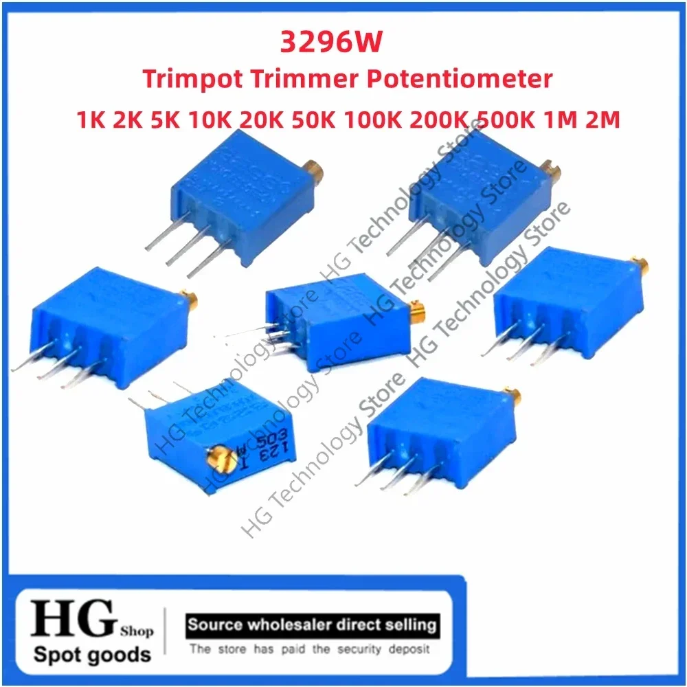 10PCS Original new 3296WPotentiometerPrecisionAdjustableResistanceMulti-Turn100 200 500  1K 2K 5K 10K 20K 25K 50K 100K 500K1M 2M