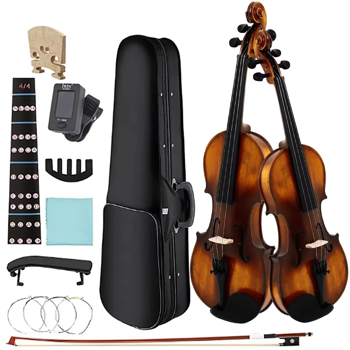 

M MBAT 4/4 3/4 Violin Beginners Student Spruce Panel Solid Wood Violin Sets with Case Bow Strings Shoulder Rest Accessories
