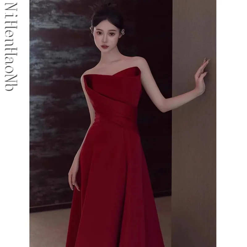 Red Satin Quinceanera Dresses Women Boat Neck Off The Shoulder Evening Dresses Elegant  A-Line Cocktail Gown