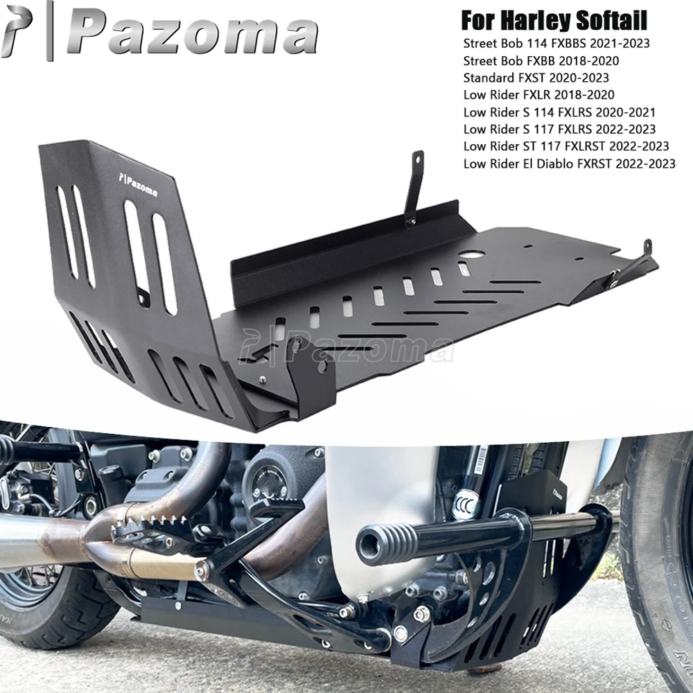 Motorcycle Engine Guard Frame For Harley Softail Street Bob Low Rider S ST Front Radiator Grille Cover+Skid Chassis Plate 18-23