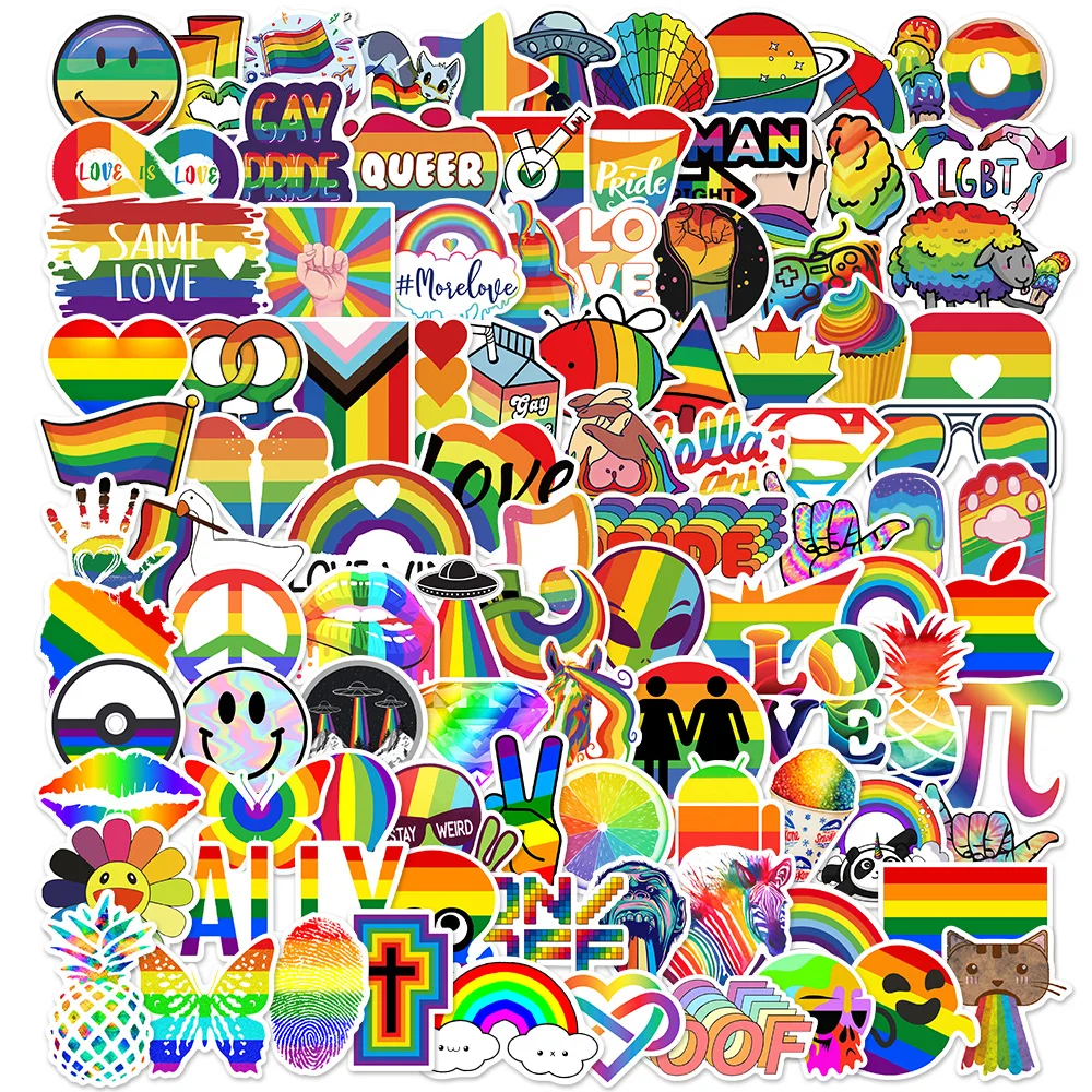 50/100Pcs Rainbow Sexy Stickers for Gay LGBT Flag Gay Pride Decorate Laptop Car Phone Luggage Waterproof Toys Gift Decals