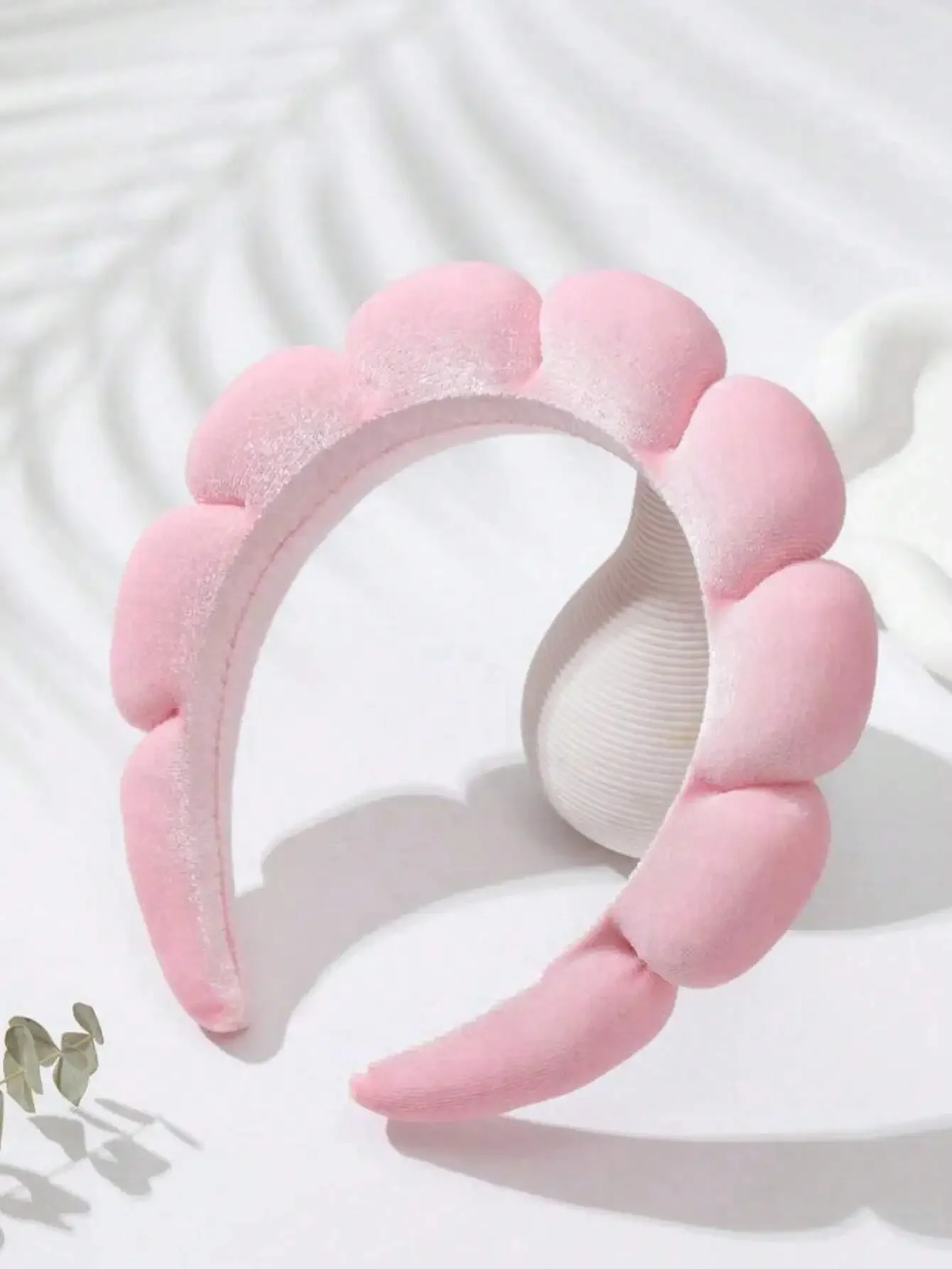 

Розовая бархатная повязка на голову с 2 повязками на запястья для спа-процедур, ухода за кожей, макияжа, умывания лица, ежедневной укладки волос