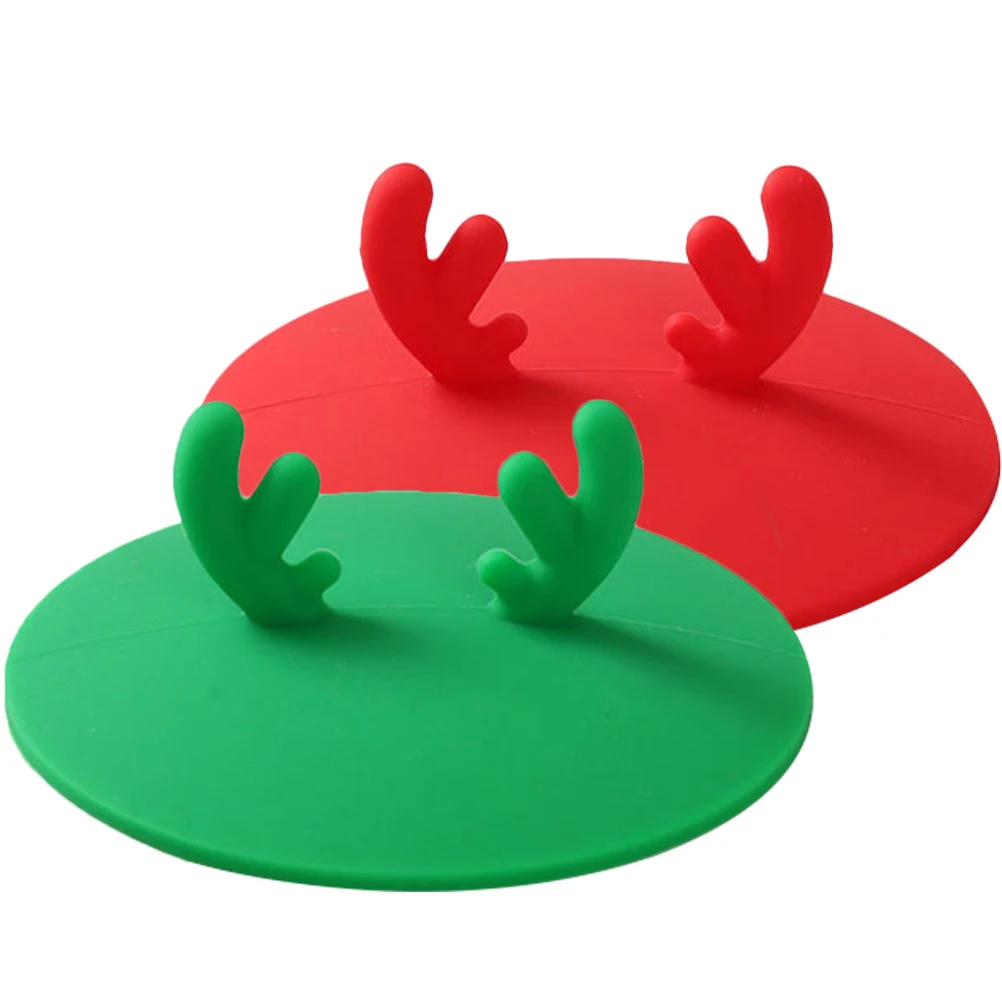 

2Pcs Silicone Cup Covers Heat resistant Dustproof Reusable Christmas Mug Lids for Home Office Practical Drink Covers