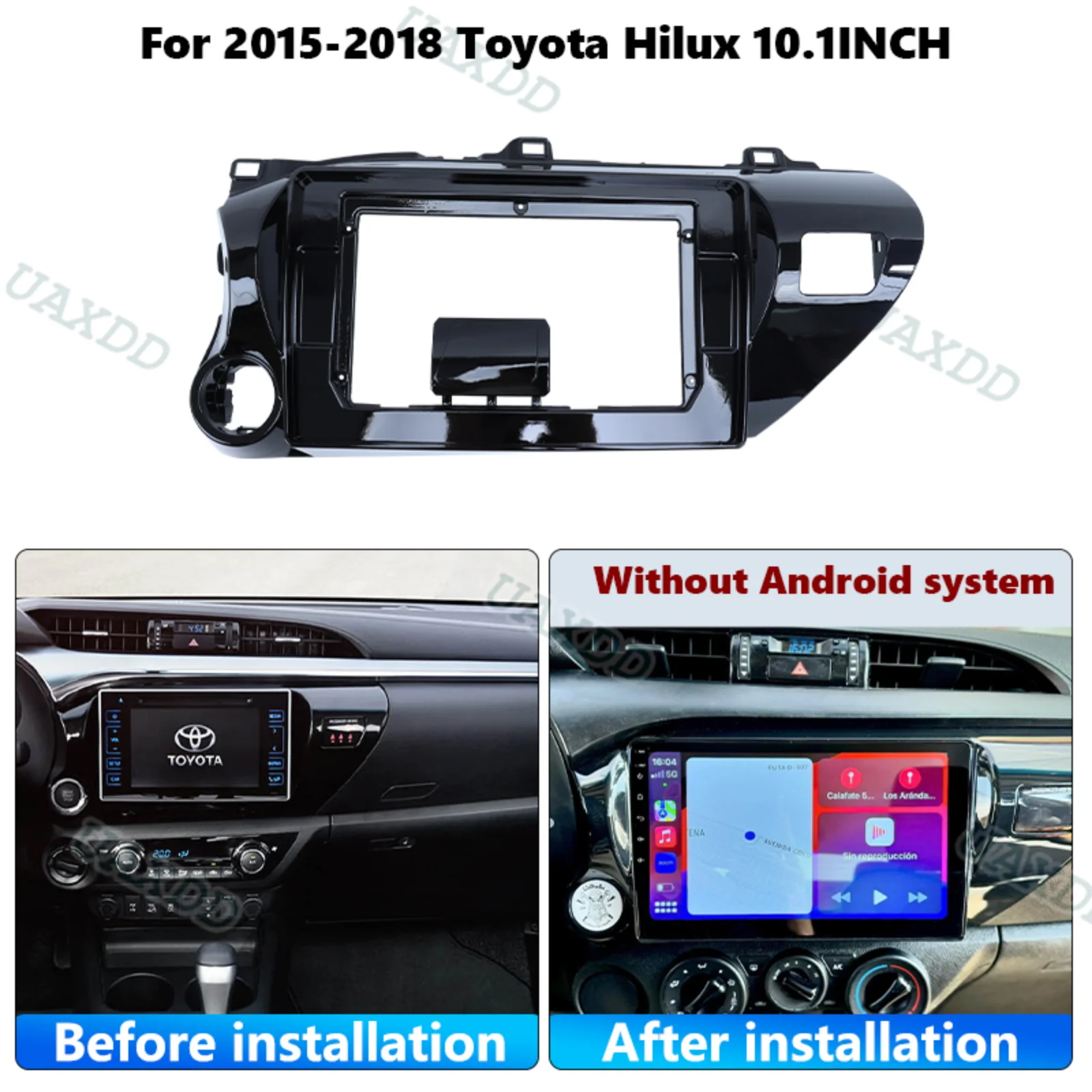 Navigation Kit Frame Fascia Car Radio Android 2 Din FOR Toyota Hilux Revo 2015‑2018 Dashboard Panel Adapter Multimedia Center CD