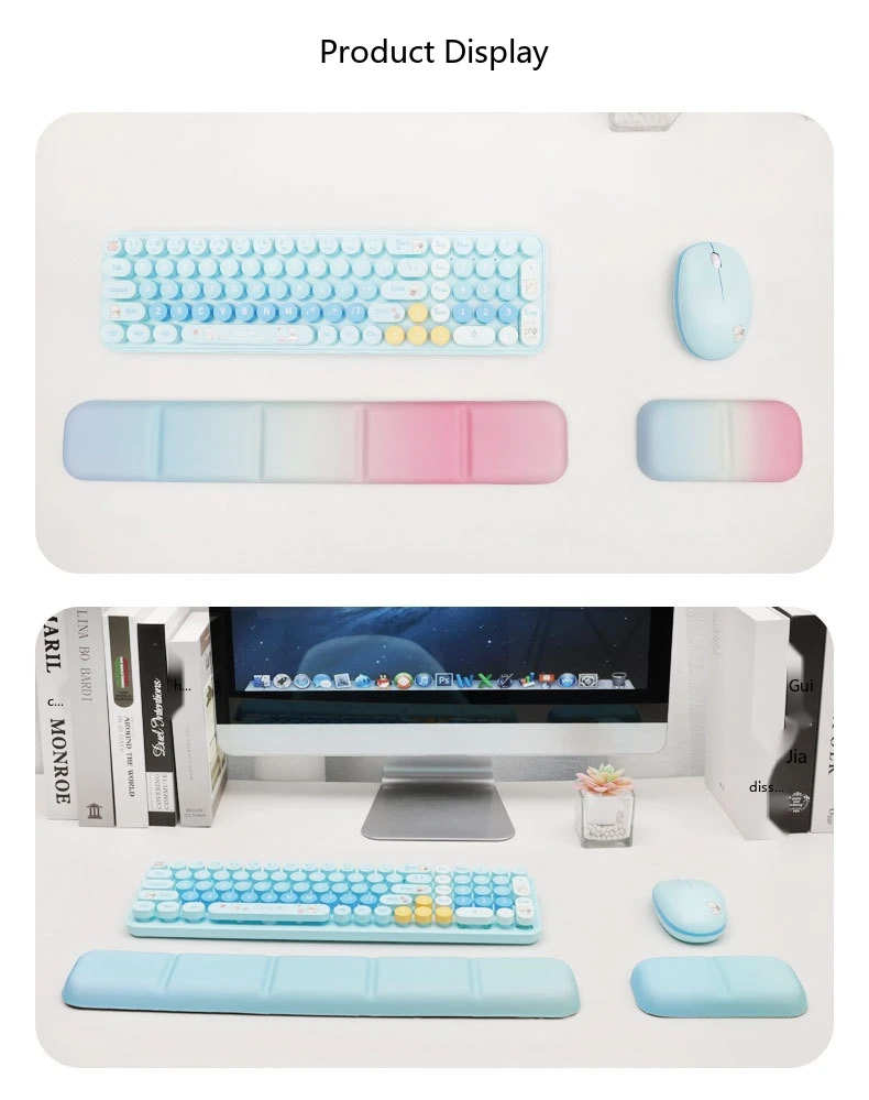 Schaumstoff-Handgelenkauflage Tastatur-Pad-Set 6 Farben Büro Gaming Ergonomische Rutschfeste Schreibtischunterlage – Detail 9